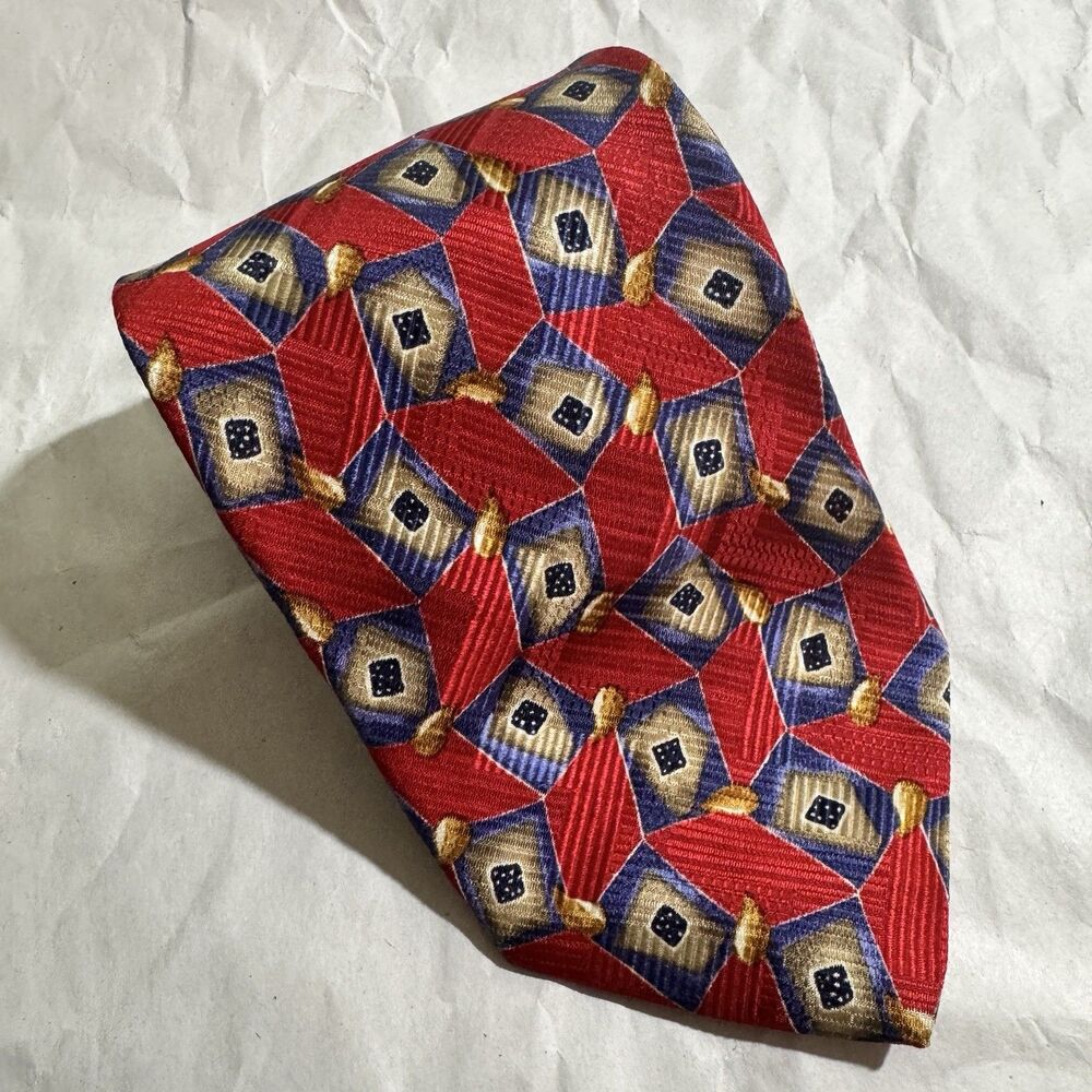 ROBERT TALBOTT Studio Extra Long  Necktie Mens 100% Silk Geometric Tie 61”x3.75"